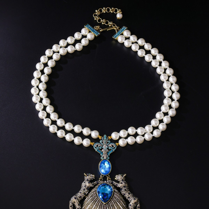 Royal Sapphire Peacock Pearl Necklace