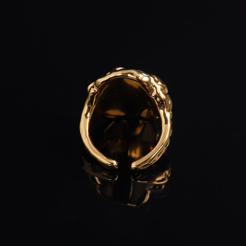 Gold-Plated Pink Abalone Shell Ring