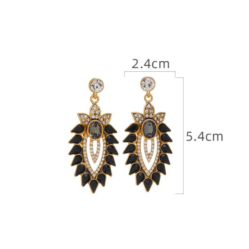 Diamond-Embellished Floral Leaf Earrings