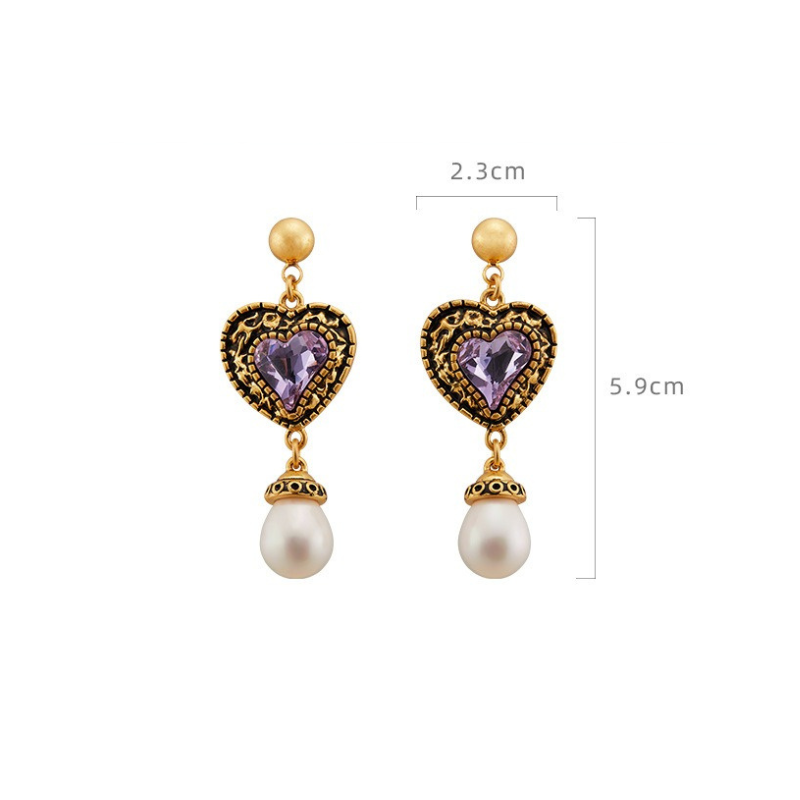 Baroque Heart Pearl Earrings