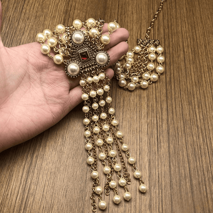 Pearl Multi-Layer Tassel Statement Necklace