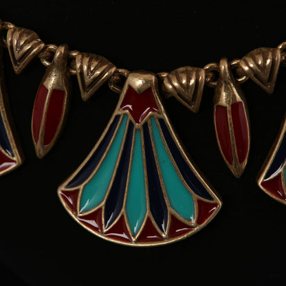 Red & Green Enamel Fan Necklace