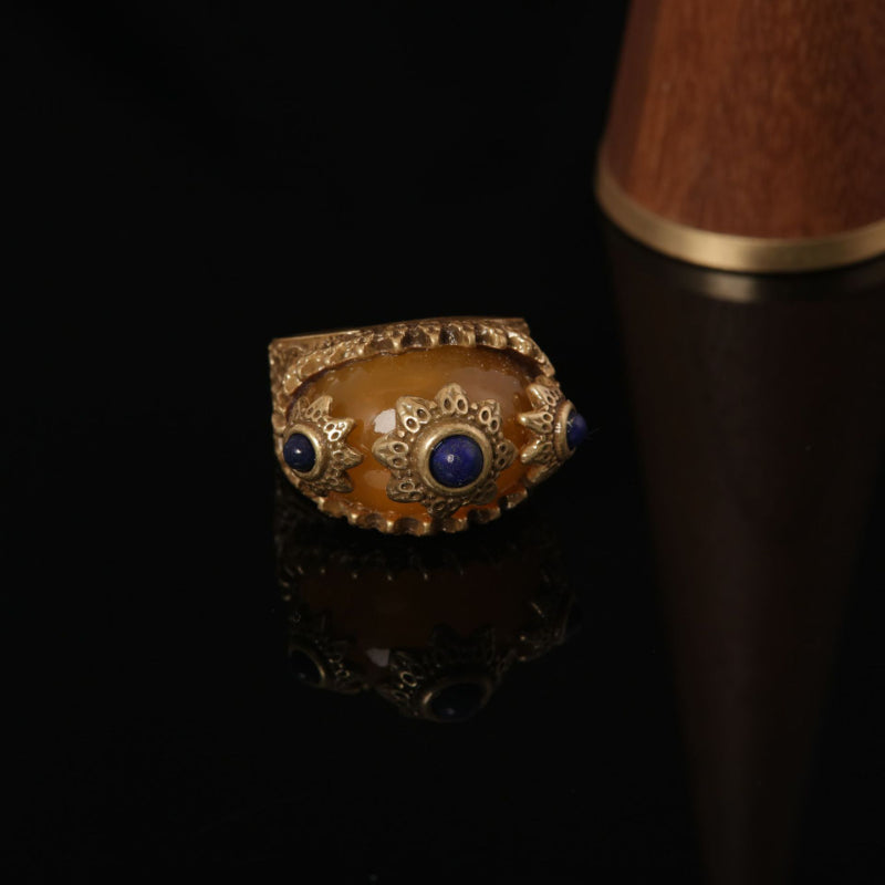 Vintage Filigree Adjustable Lapis Lazuli Ring