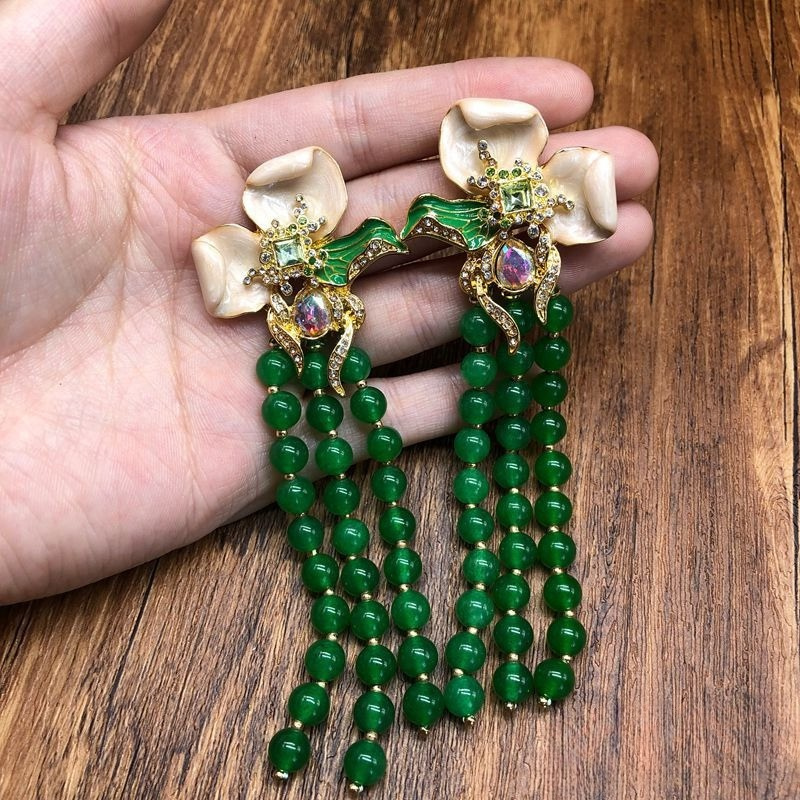 Emerald Blossom Beaded Jewelry Set